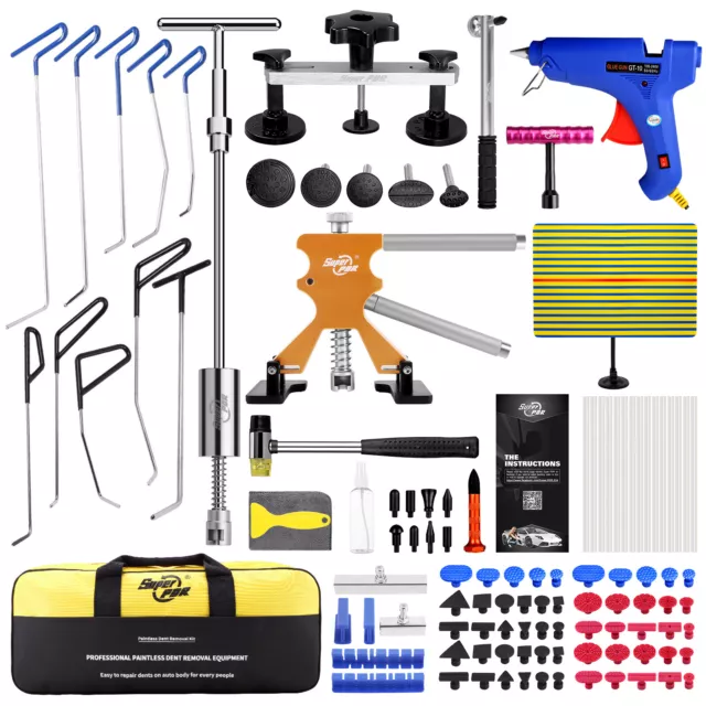 PDR Big Paintless Dent Puller Rods Car Tools Repair Hail Removal Hammer Glue Kit