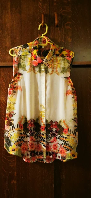 Chemise Voile Imprimé Sans Manches T.T - Taille 42 - Occasion Très Bon état - Style Camisole Petit Col