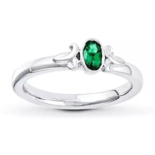 Christmas Gift 925 Silver Simulated Emerald Ring for Women US 8 G