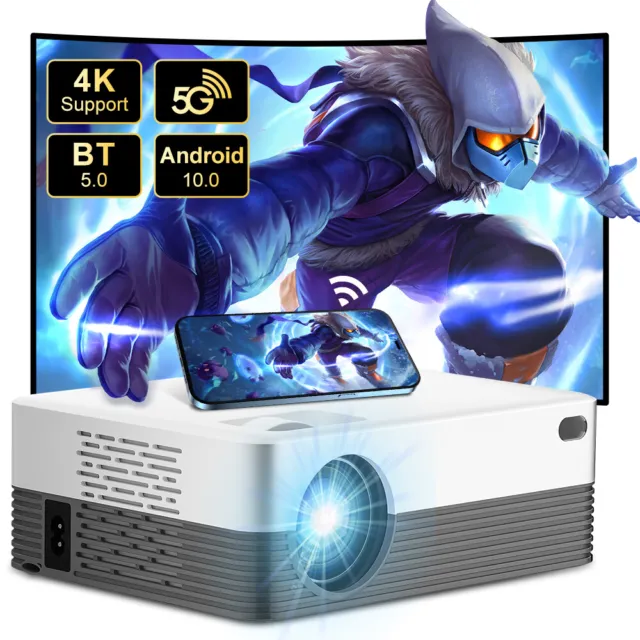 Android 4K Projector 8000 Lumens 1080P 3D LED 5G WiFi Video Home Theater Cinema
