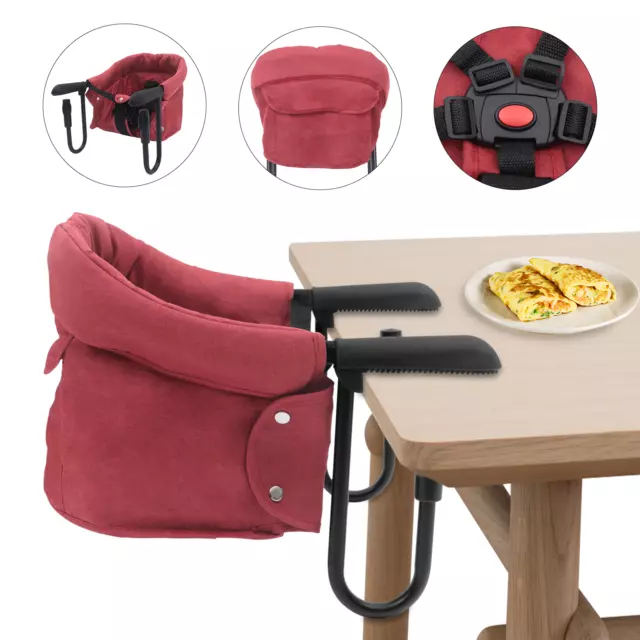 Portable Baby Toddler Feeding Seat Clip On Fast Table High Chair New Red