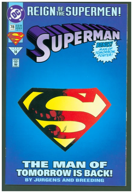 Superman #78 VF/NM DC Comics 1993 Die Cut Cover Cover
