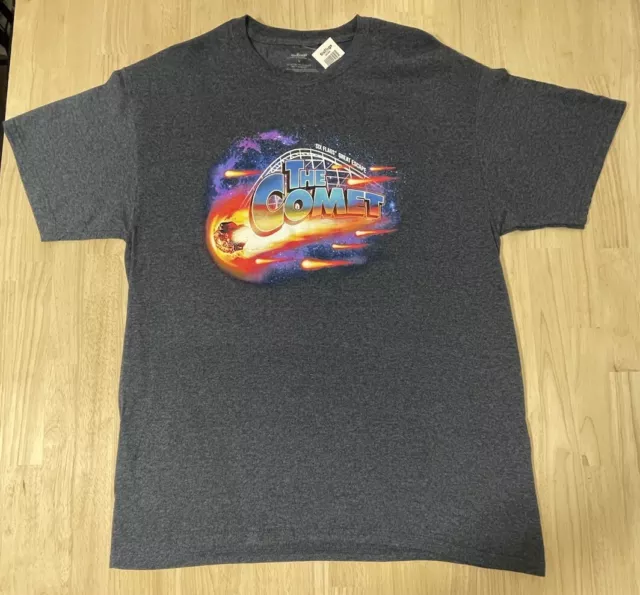 LARGE Six Flags Amusement Park THE COMET Rollercoaster Ride SPACE T-shirt SOFT