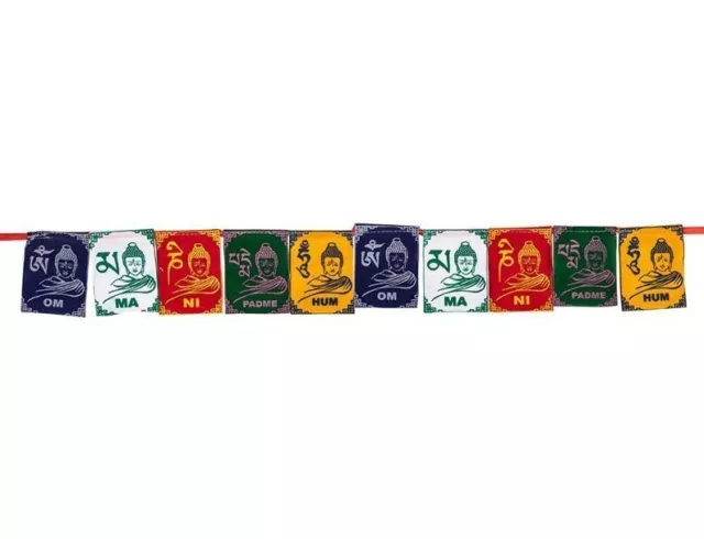 OM MANI PADNE HUM Mantra Wisdom Prayer Flags Traditional Tibetan Buddhist Banner 2