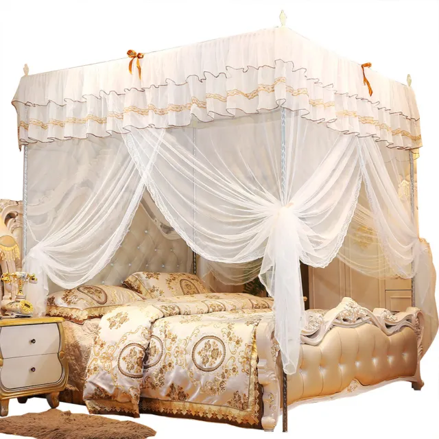 Luxury Princess Four Corner Post Bed Curtain Canopy Netting Mosquito Net Bedding