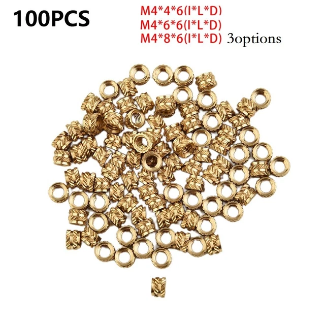 100PCS Brass Threaded Insert Self-clinching Nut Durability Corrosion Resistance