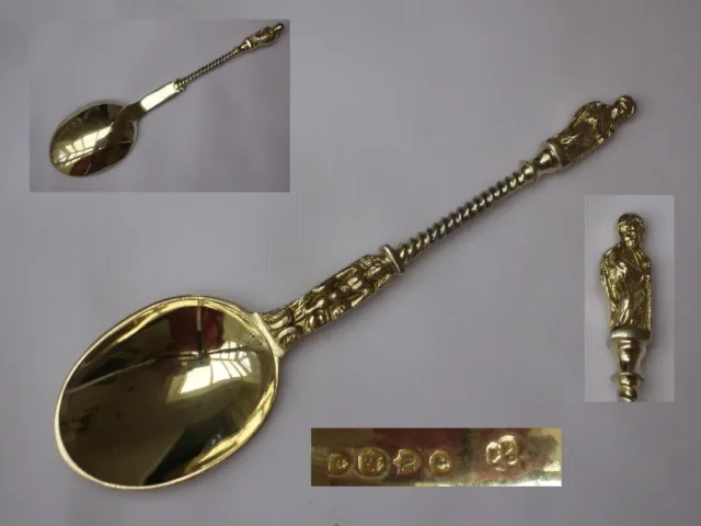gold gilt Victorian 1887 English Antique Sterling Silver/gold gilt Apostle Spoon