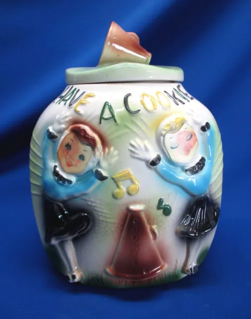 Rare 1950'S Corner Cheerleader Cookie Jar Hologram Faces & Eyes Intact 802 Usa