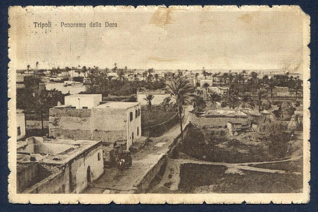 d968  CARTOLINA TRIPOLI PANORAMA DELLA DARA VISTO DEL CENSORE++++