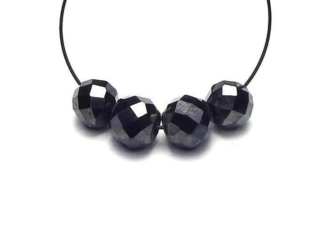 4 pcs BLACK DIAMOND 5mm Faceted Round Beads NATURAL 4 carats 4 pcs BLACK DIAMOND 5mm Faceted Round Beads NATURAL 4 carats