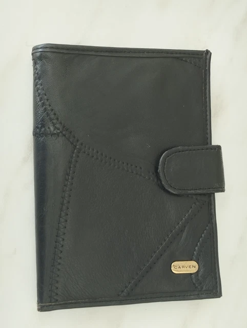 Portefeuille Carven Vintage Noir - Cuir Et Plastique, Occasion Unisexe, Style Rétro