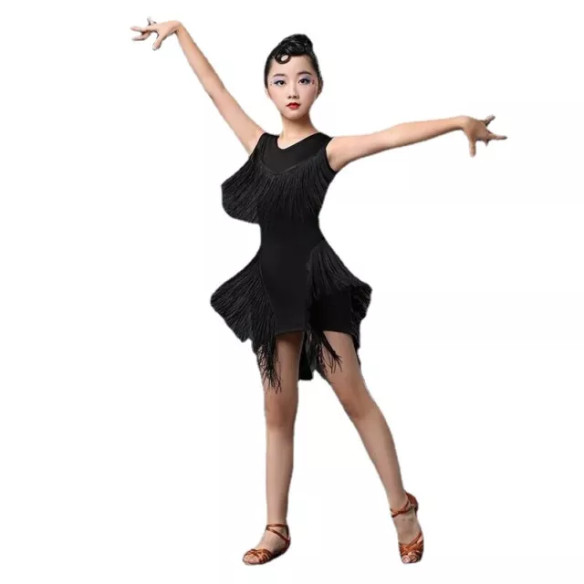 Ragazze Danza Abito Latino Salsa Tango Bambini Nappa per la Performance