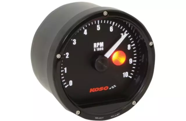 Koso North America BA035130 TNT-01R Tachometer - Black Casing/Black Face