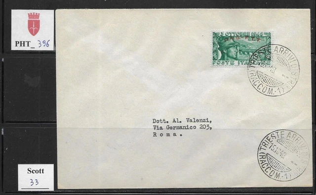 PHT_396. TRIESTE FTT. FDC w. 1948 RICOSTRUZIONE PONTE BASSANO. Scott 33