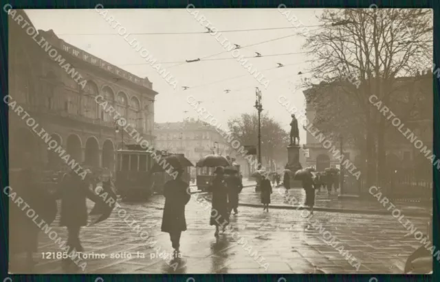 Torino Città Giornata Piovosa Tram PIEGHINA Foto cartolina MZ8528