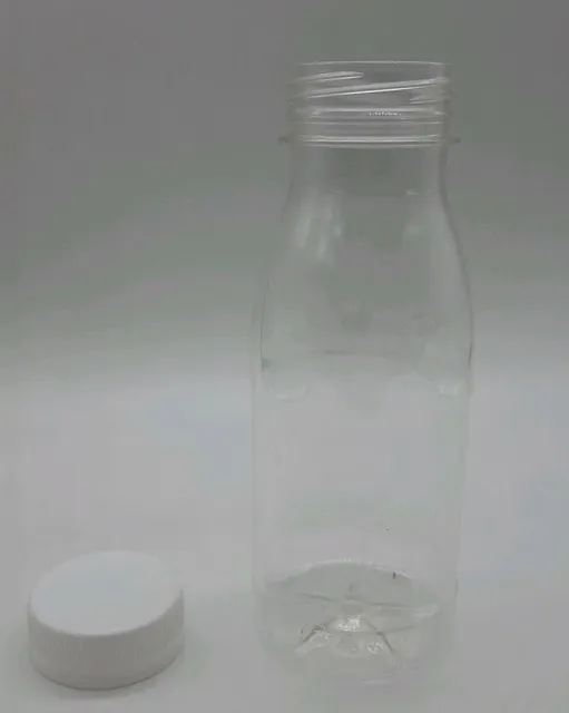 12x PET-Plastikflasche glasklar 250ml inkl. Deckel (Sicherheitsdeckel)