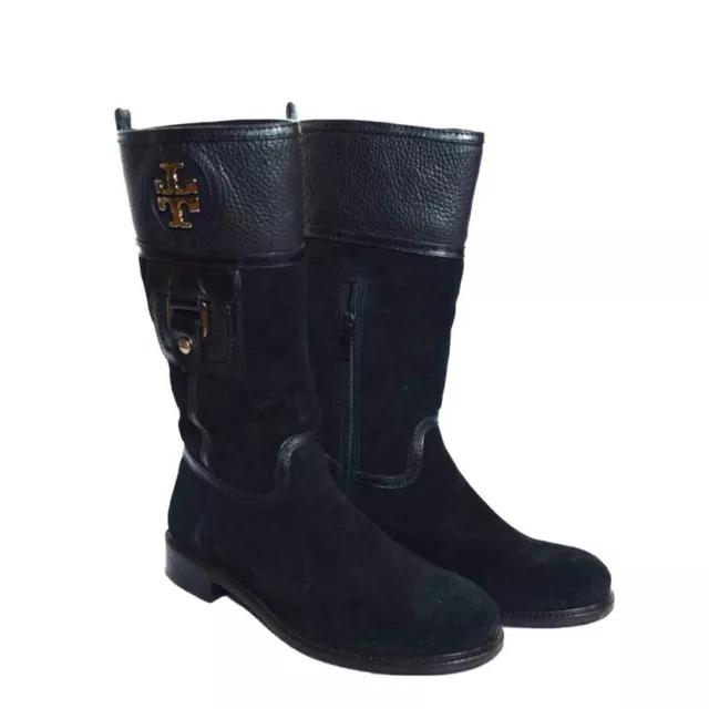 Tory Burch Faux Sued Black Boots 6.5M Gently Used Womens Winter Wear