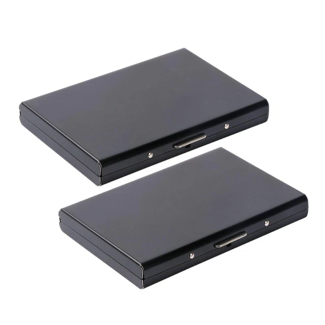 Porte-cartes Métallique Anti-RFID - Lot De 2 | Protection Contre Le Scanning, Slim, Pour Cartes De Crédit