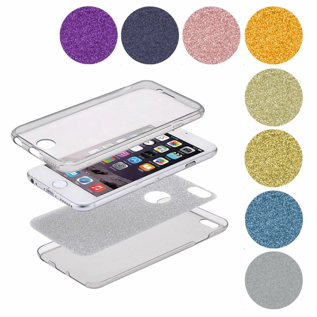 Full Étui Coque pour Téléphone Portable Transparente TPU Scintillant 360 Degré