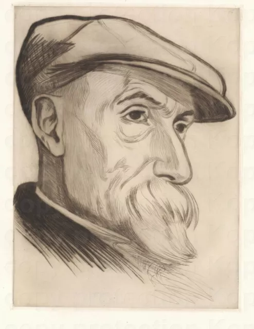 Original etching Radierung 1912 Portrait Pierre-Auguste Renoir Raphaël SCHWARTZ