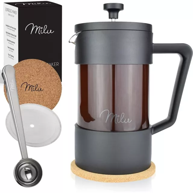 Milu French Press 5079 - Kaffeebereiter - 1000 ml - bruchsicheres Glas - schwarz