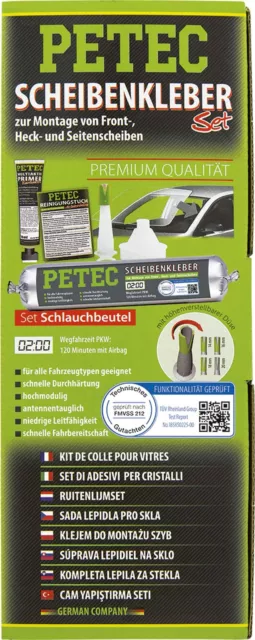 Petec Scheibenkleber-Set Schlauchbeutel 400ml 83433 Polyurethan Kleber Primer