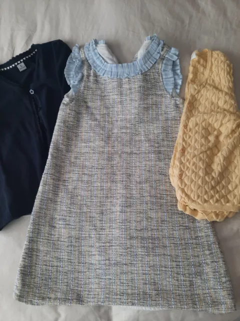 Girls Next smart wedding party blue textured dress H and M cardigan bundle Age 8