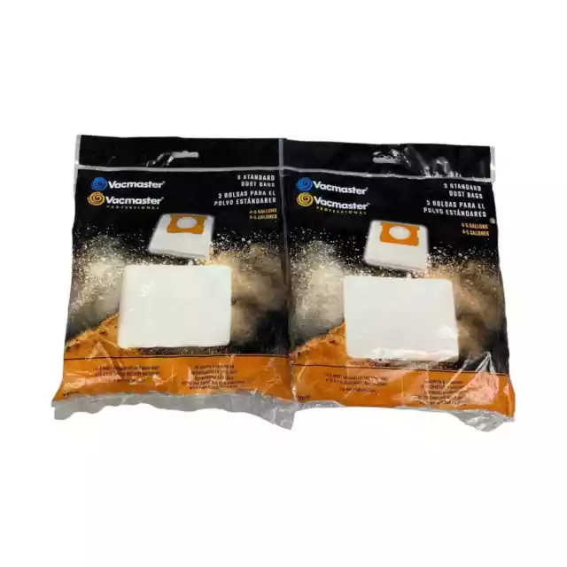 Vacmaster Professional Lot Of 2 4-5 Gallons 3 Stanard Dust Bags Dry Pick Up Only