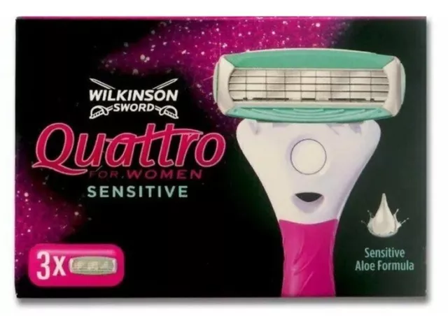 Wilkinson Sword Quattro for Women Sensitive Razor Blades 3 pack FREE POSTAGE