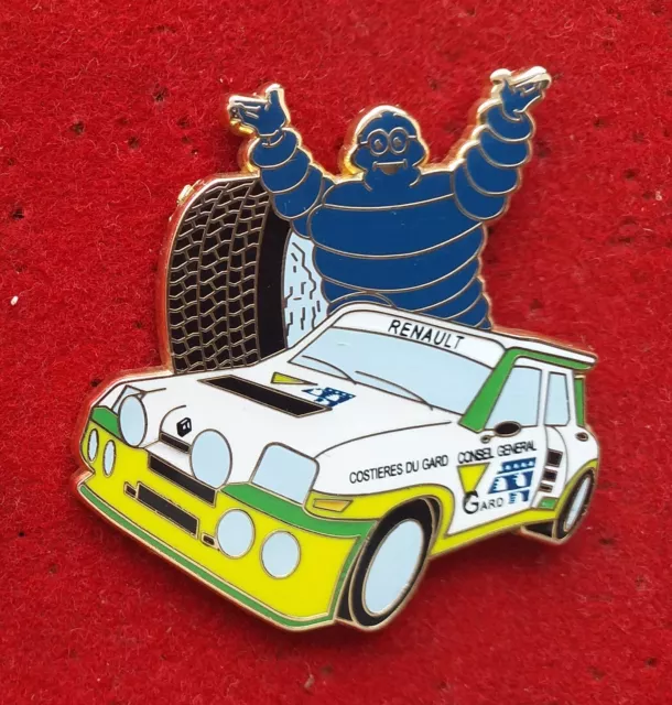 Pins Pin Grand Et Ancien Pin's Renault R5 Rally, Bibendum Michelin Bleu