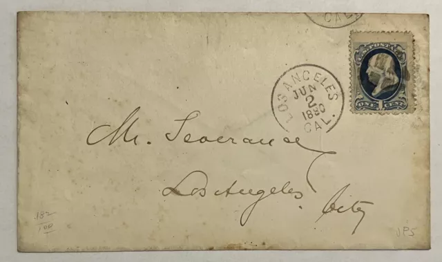 Rare 1880 Los Angeles California (Low Pop) Cover With Miscut Stamp Large Margins