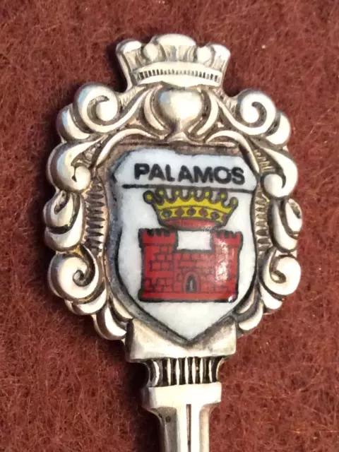 Palamos Spain Castle Crown Flag 4" Sterling (91.5%) Souvenir Collectors Spoon