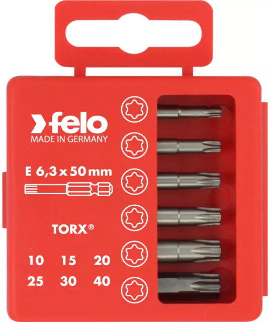 Profi Bit-Box 6-teilig Industrie E 6,3 x 50 mm Torx T | FELO 03691516