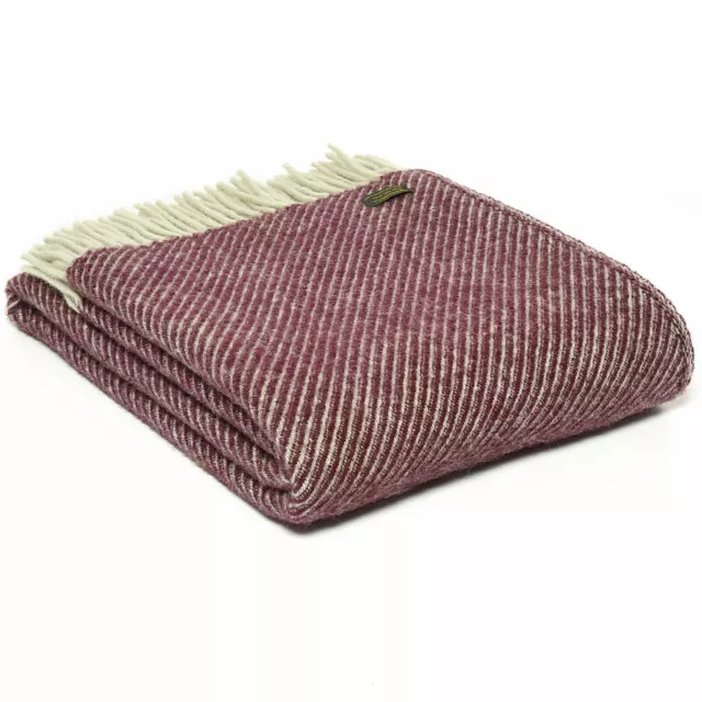 TWEEDMILL TEXTILES 100% Wool Sofa Blanket DIAGONAL STRIPE ROSEWOOD PINK KNEE RUG