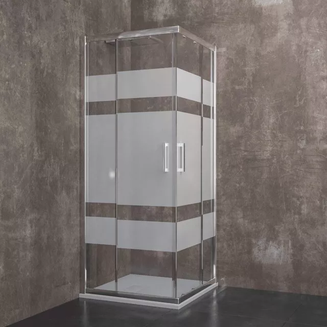 Box doccia quadrato cabina porte scorrevoli ante in cristallo serigrafato 195 cm