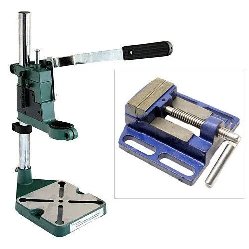 PLUNGE POWER DRILLING STAND BENCH PILLAR PEDESTAL CLAMP + 63mm DRILL PRESS VICE