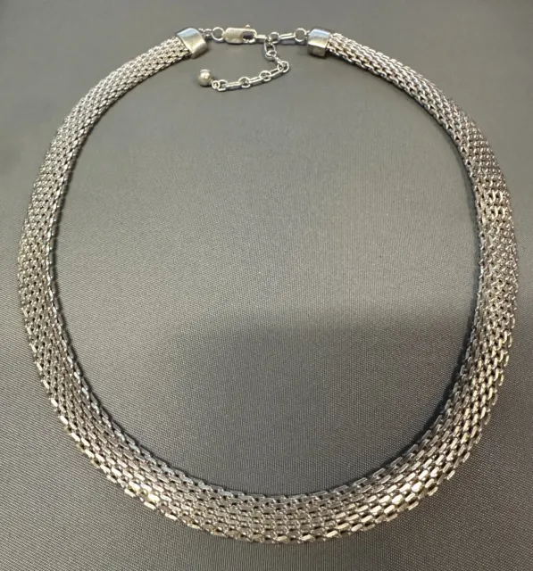 SOLID GC 925 Sterling Silver MESH WOVEN Adjustable 16-18