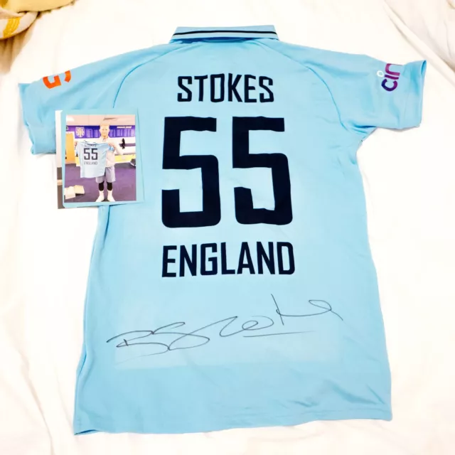 Ben Stokes Signed Cricket Shirt with COA - England - Signed front and back