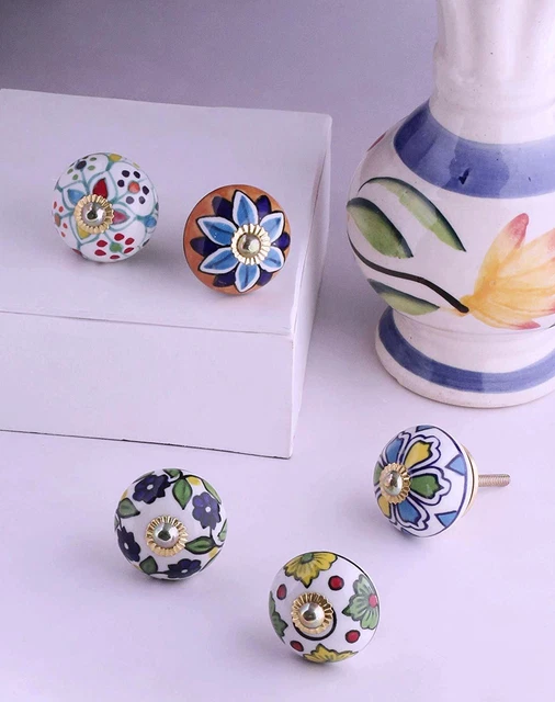 LOT of 10 Pcs Ceramic Closet Wardrobes Handles Cabinet MULTI COLOR Drawer Knobs