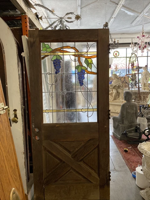 Spanish Farmhouse Style Door With Stainglass grapes￼ 79 X35.75