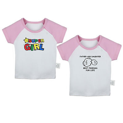 Padre Figlia Best Friends For Life & Super Girl Baby T-SHIRT GRAPHIC TEE Tops