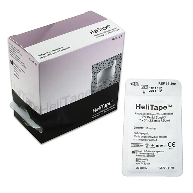 Miltex HeliTape Collagen Wound Dressing 1" x 3" Control Bleeding 10/Bx