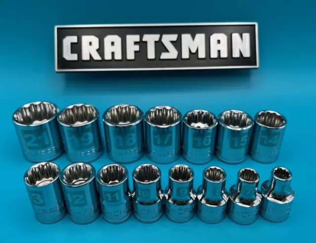 Craftsman 15pc 3/8" METRIC 12pt Point LASER ETCHED Socket Set Tools