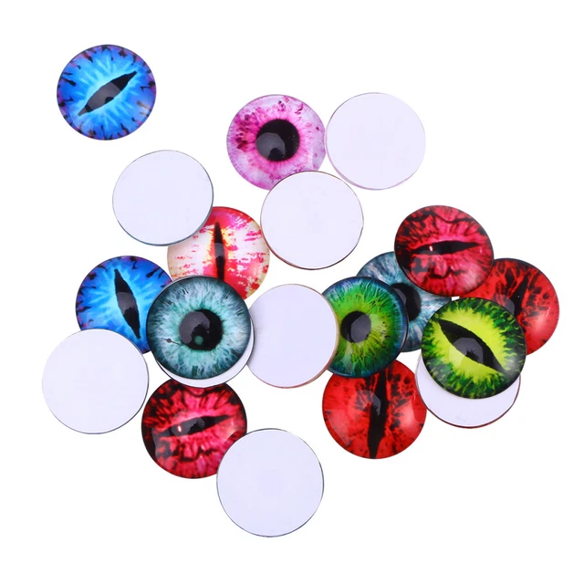 20 PCS Flatback Cabochons Crafts Evil Eye Glass Charm Half Round Beads
