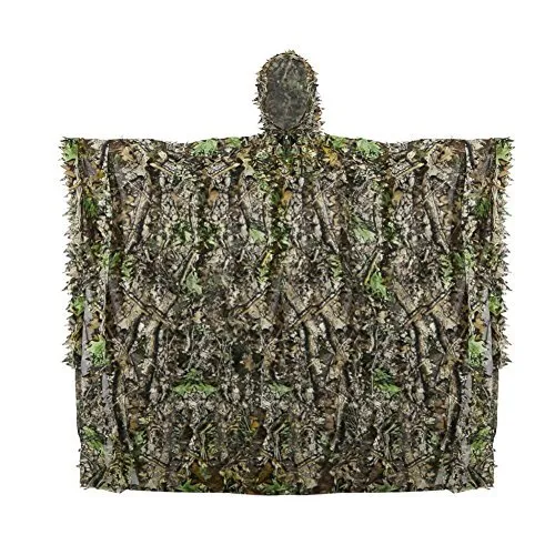 Outdoor Adults 3D Leaves Camouflage Poncho Camo Stealth Ghillie Free Size