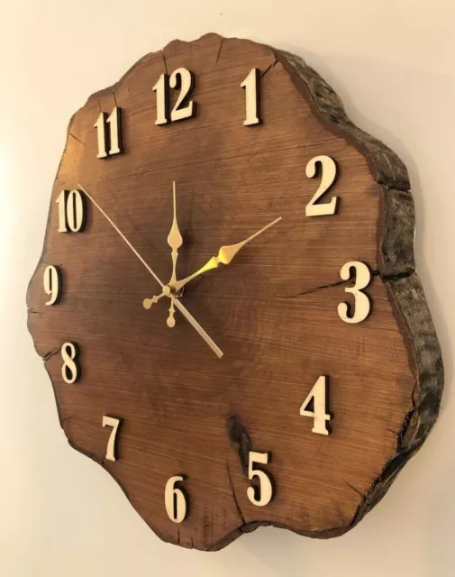Wooden Wall Clock, Natural Oak Clock, Modern Clock, Rustic Wood Clock, Tree