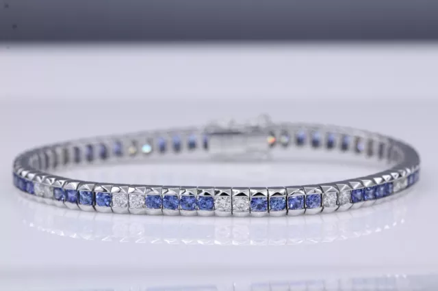 Saphir Tennis Bracelet 18K or Blanc Saphir Diamant Bracelet Tennis