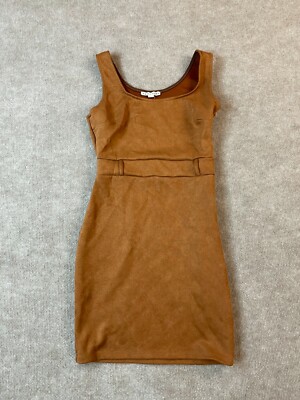 Haute Monde  SZ medium  Brown Faux Leather Short Body-con Cocktail dress
