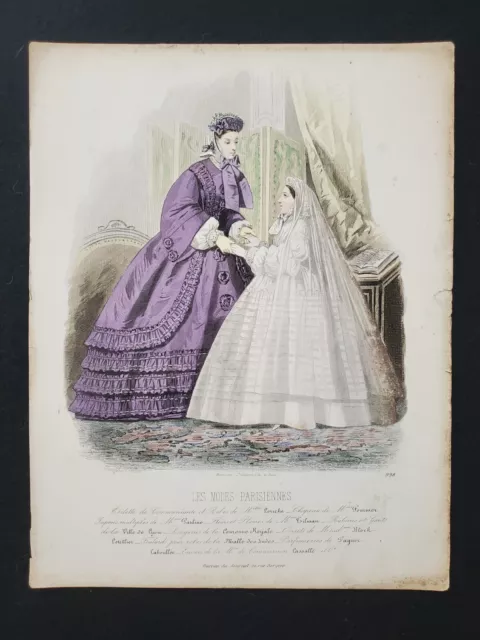 19th century Parisian Fashion Engraving Toilette De Communiante