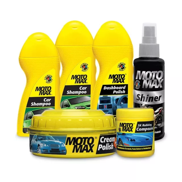 Motomax Car Grooming Kit-Cream Polish,Car Shampoo,Rubbing Compound Shiner Polish